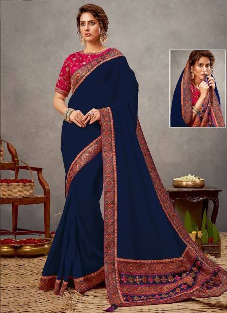 Navy Blue Colour Norita 41500 Series Arinya Mahotsav New Designer Festive wear Silk Saree Collection 41520 B